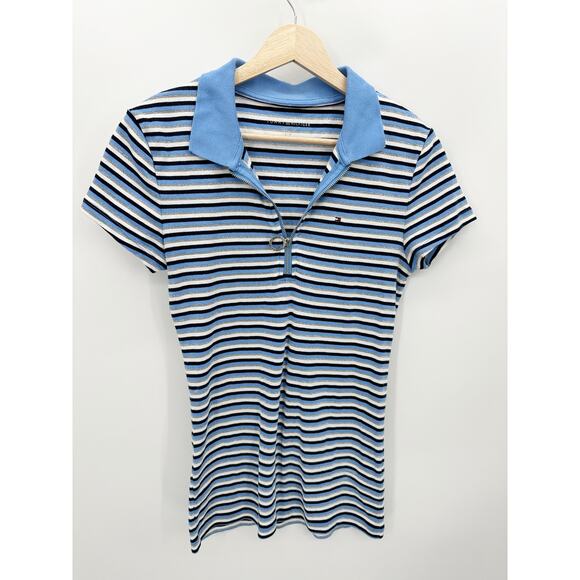 Tommy Hilfiger Womens Striped Y2K Polo Size S Academia Preppy Heritage - Picture 1 of 8